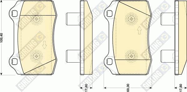 Girling 6117739 - Тормозные колодки, дисковые, комплект autospares.lv