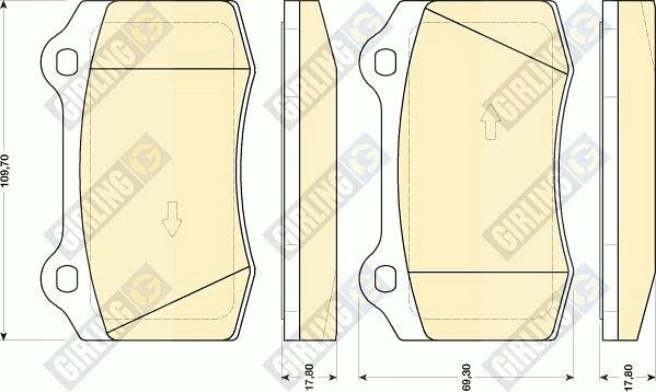 Girling 6117729 - Тормозные колодки, дисковые, комплект autospares.lv