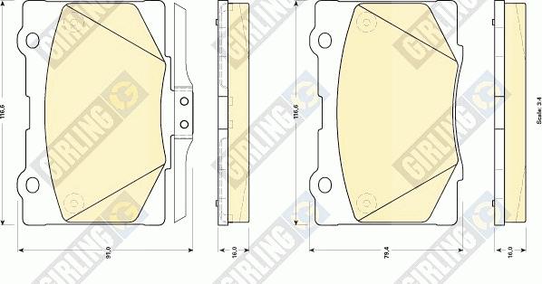 Girling 6134989 - Тормозные колодки, дисковые, комплект autospares.lv