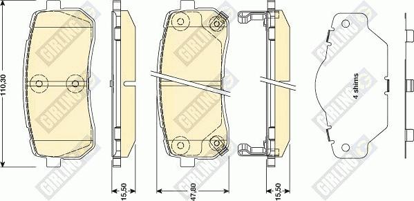 Girling 6134499 - Тормозные колодки, дисковые, комплект autospares.lv