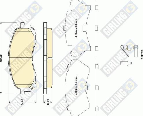 Girling 6134699 - Тормозные колодки, дисковые, комплект autospares.lv