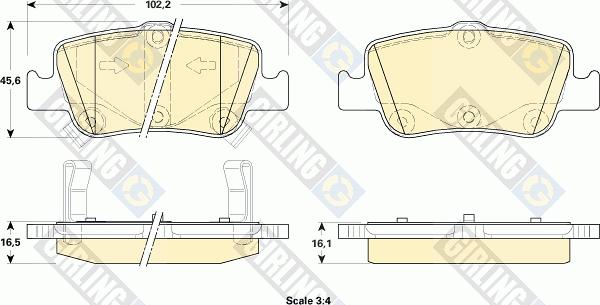 Girling 6134804 - Тормозные колодки, дисковые, комплект autospares.lv