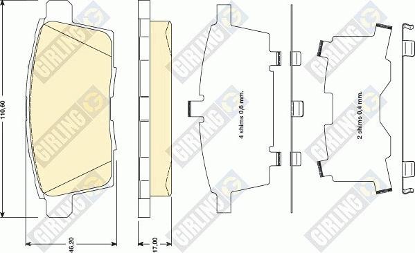 Girling 6134729 - Тормозные колодки, дисковые, комплект autospares.lv