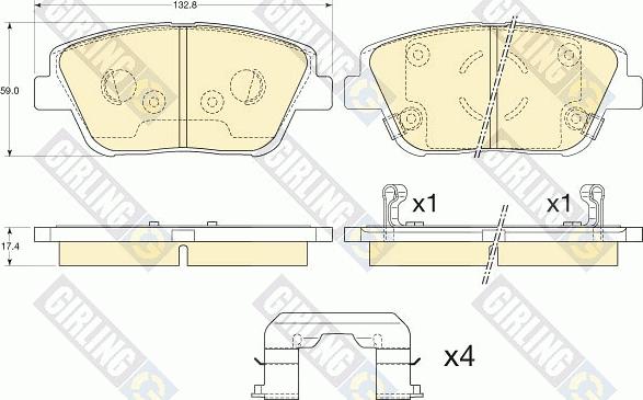 Girling 6135405 - Тормозные колодки, дисковые, комплект autospares.lv