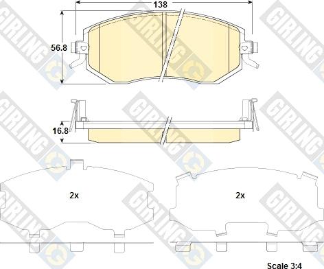 Girling 6135199 - Тормозные колодки, дисковые, комплект autospares.lv