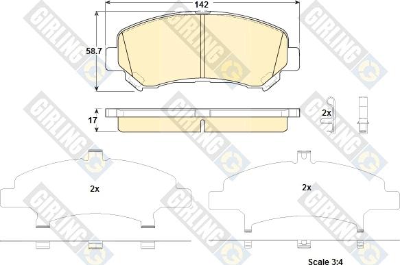 Girling 6135219 - Тормозные колодки, дисковые, комплект autospares.lv