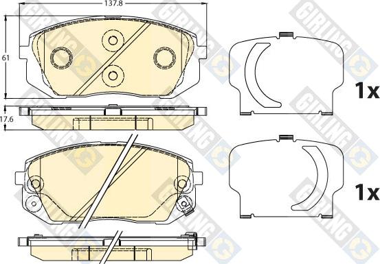 Girling 6136476 - Тормозные колодки, дисковые, комплект autospares.lv