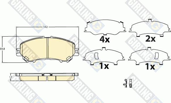 Girling 6136226 - Тормозные колодки, дисковые, комплект autospares.lv