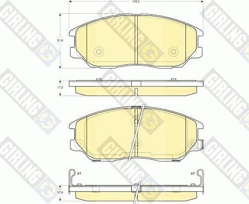 Girling 6133609 - Тормозные колодки, дисковые, комплект autospares.lv