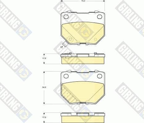 Girling 6133089 - Тормозные колодки, дисковые, комплект autospares.lv