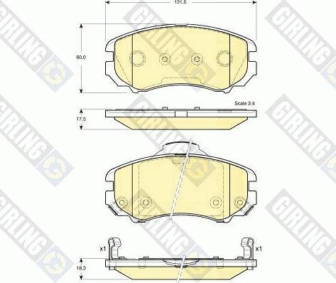 Girling 6133869 - Тормозные колодки, дисковые, комплект autospares.lv