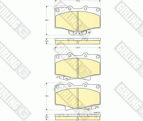 Girling 6133839 - Тормозные колодки, дисковые, комплект autospares.lv