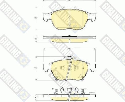 Girling 6133352 - Тормозные колодки, дисковые, комплект autospares.lv