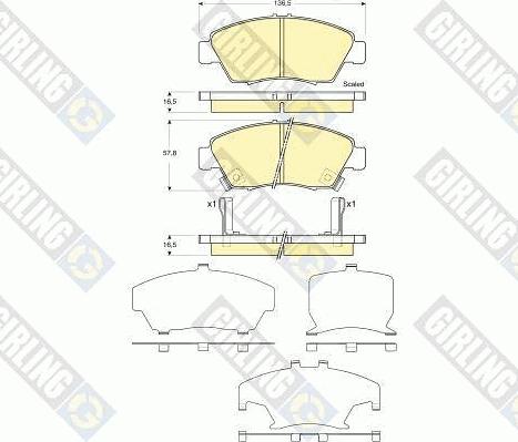 Girling 6133759 - Тормозные колодки, дисковые, комплект autospares.lv