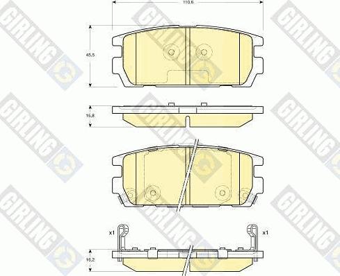 Girling 6132969 - Тормозные колодки, дисковые, комплект autospares.lv