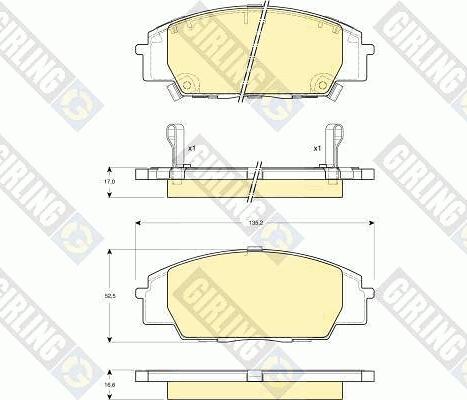 Girling 6132509 - Тормозные колодки, дисковые, комплект autospares.lv