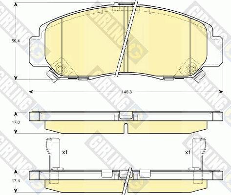 Girling 6132689 - Тормозные колодки, дисковые, комплект autospares.lv