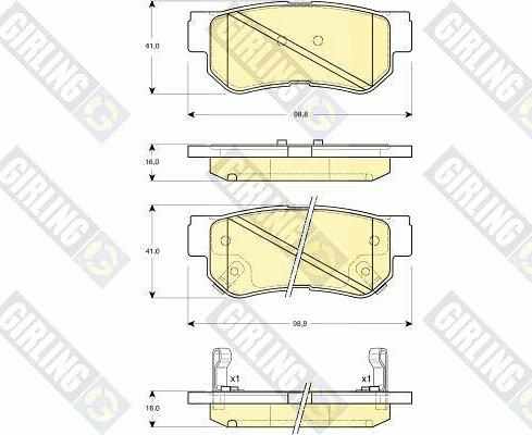 Girling 6132829 - Тормозные колодки, дисковые, комплект autospares.lv