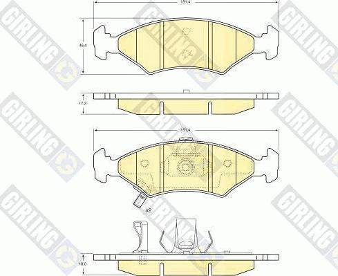 Girling 6132242 - Тормозные колодки, дисковые, комплект autospares.lv