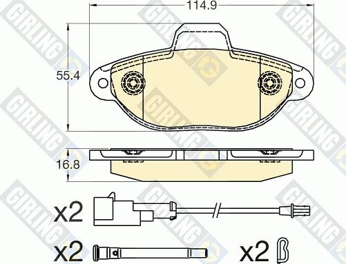 Girling 6120411 - Тормозные колодки, дисковые, комплект autospares.lv