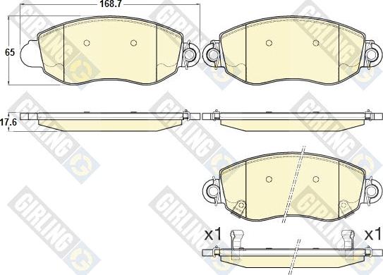 Girling 6120063 - Тормозные колодки, дисковые, комплект autospares.lv