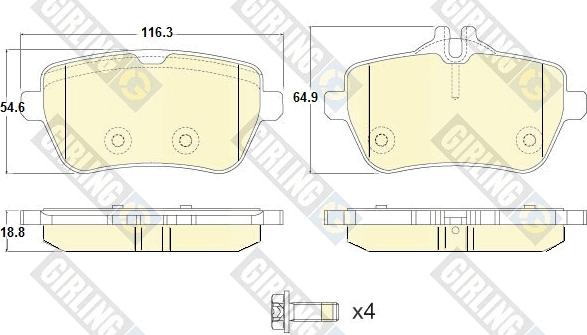 Girling 6120141 - Тормозные колодки, дисковые, комплект autospares.lv