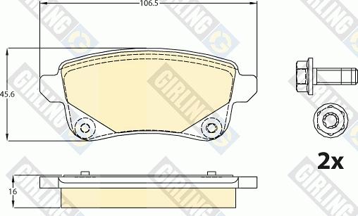 Girling 6120821 - Тормозные колодки, дисковые, комплект autospares.lv