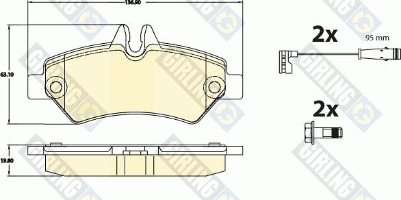 Girling 6120764 - Тормозные колодки, дисковые, комплект autospares.lv