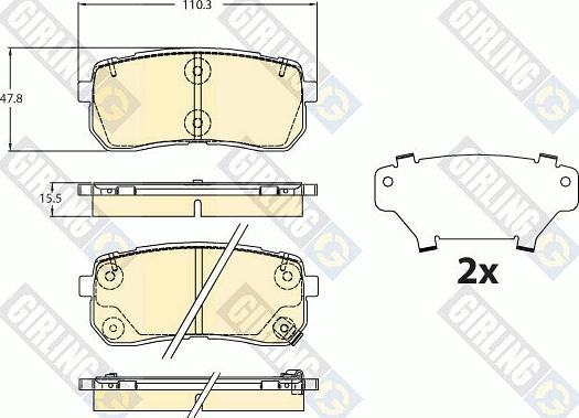 Girling 6121127 - Тормозные колодки, дисковые, комплект autospares.lv