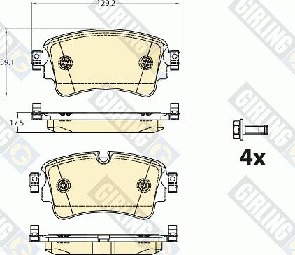 Girling 6121321 - Тормозные колодки, дисковые, комплект autospares.lv