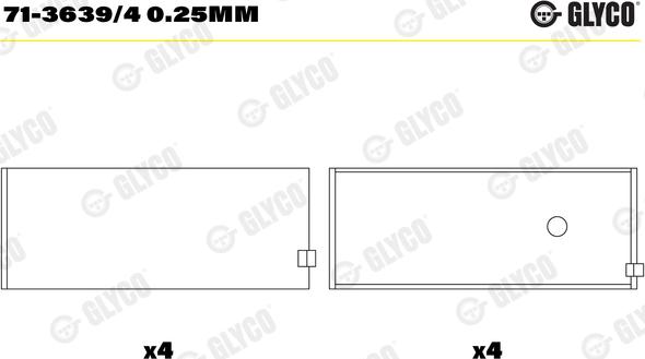 Glyco 71-3639/4 0.25mm - Шатунный подшипник autospares.lv