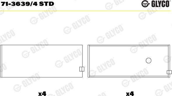 Glyco 71-3639/4 STD - Шатунный подшипник autospares.lv