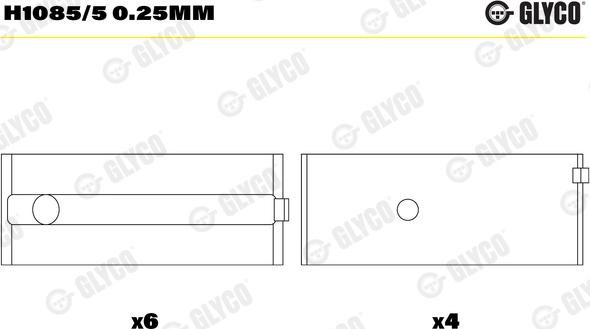 Glyco H1085/5 0.25mm - Подшипник коленвала autospares.lv