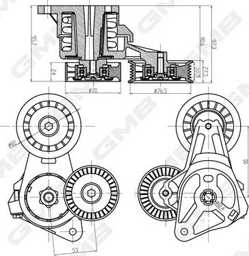 GMB GAT33210 - Натяжитель, поликлиновый ремень autospares.lv