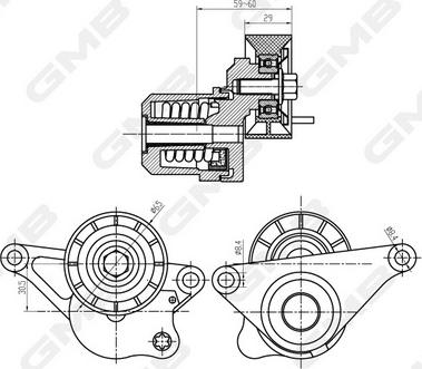 GMB GAT32690 - Натяжитель, поликлиновый ремень autospares.lv