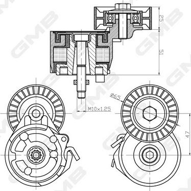 GMB GAT32330 - Натяжитель, поликлиновый ремень autospares.lv