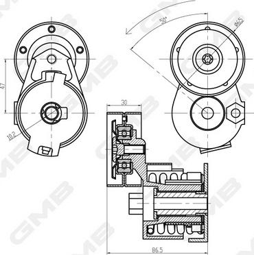 GMB GAT20980 - Натяжитель, поликлиновый ремень autospares.lv