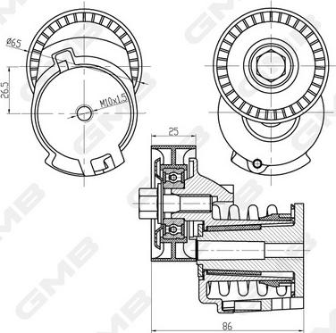 GMB GAT20970 - Натяжитель, поликлиновый ремень autospares.lv