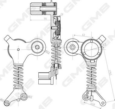 GMB GAT20450 - Натяжитель, поликлиновый ремень autospares.lv