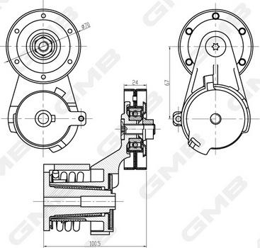 GMB GAT20650 - Натяжитель, поликлиновый ремень autospares.lv