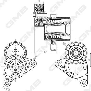 GMB GAT20610 - Натяжитель, поликлиновый ремень autospares.lv