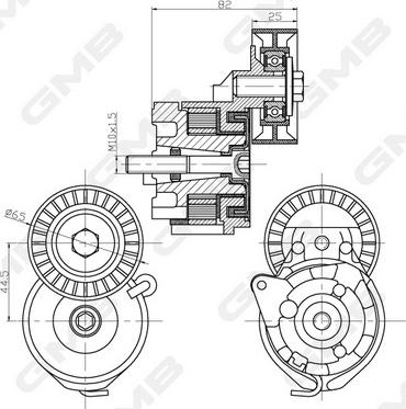 GMB GAT20820 - Натяжитель, поликлиновый ремень autospares.lv