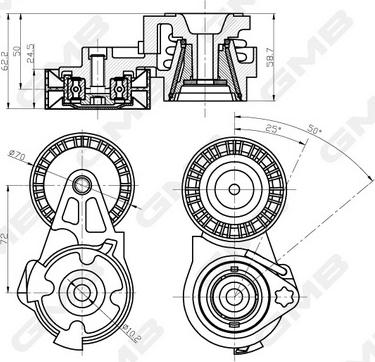 GMB GAT20380 - Натяжитель, поликлиновый ремень autospares.lv