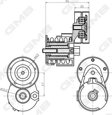 GMB GAT20200 - Натяжитель, поликлиновый ремень autospares.lv