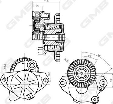 GMB GAT20220 - Натяжитель, поликлиновый ремень autospares.lv