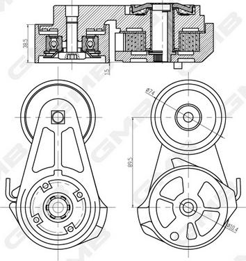 GMB GAT21980 - Натяжитель, поликлиновый ремень autospares.lv