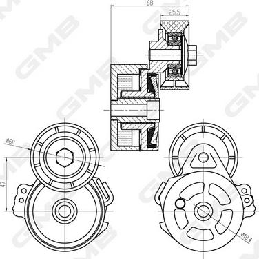 GMB GAT21660 - Натяжитель, поликлиновый ремень autospares.lv