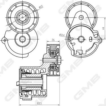 GMB GAT21670 - Натяжитель, поликлиновый ремень autospares.lv