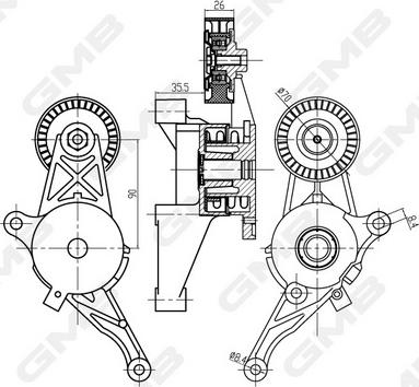 GMB GAT21060 - Натяжитель, поликлиновый ремень autospares.lv