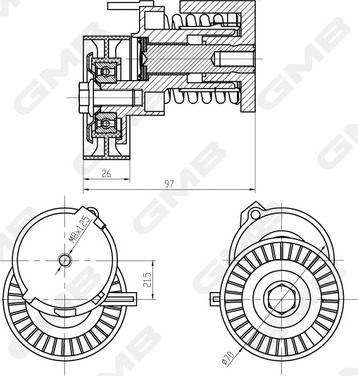 GMB GAT21190 - Натяжитель, поликлиновый ремень autospares.lv